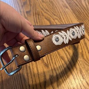 Brown Embroidered Women's Belt